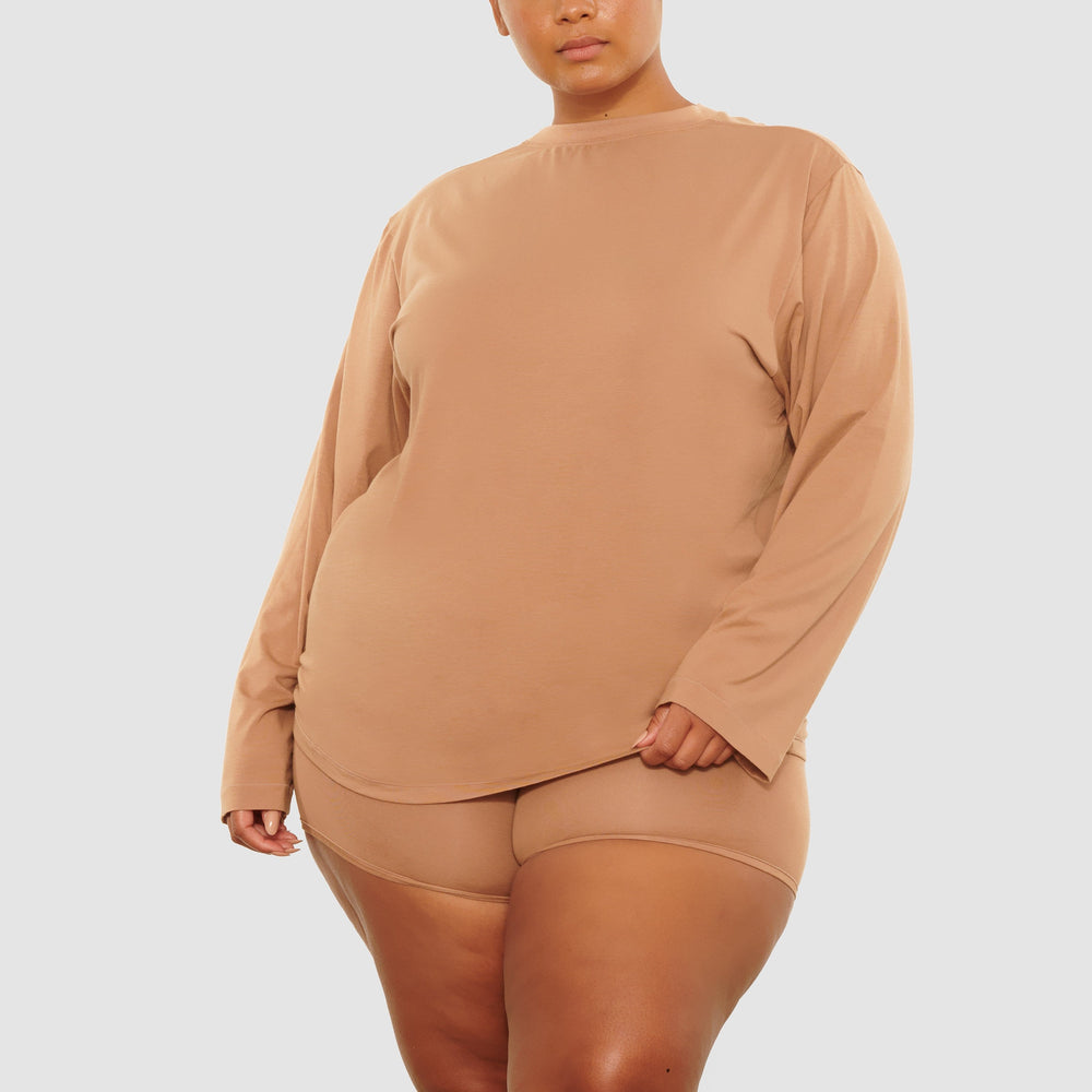 Skims BOYFRIEND LONG SLEEVE T-shirt Abrikoos | 20MLKRHXV