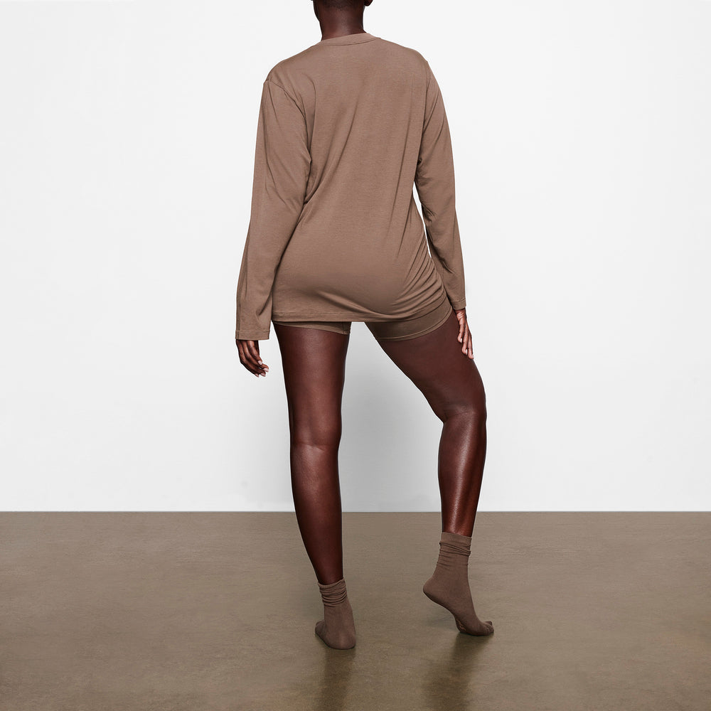 Skims BOYFRIEND LONG SLEEVE T-shirt Abrikoos | 42HFZEWJK