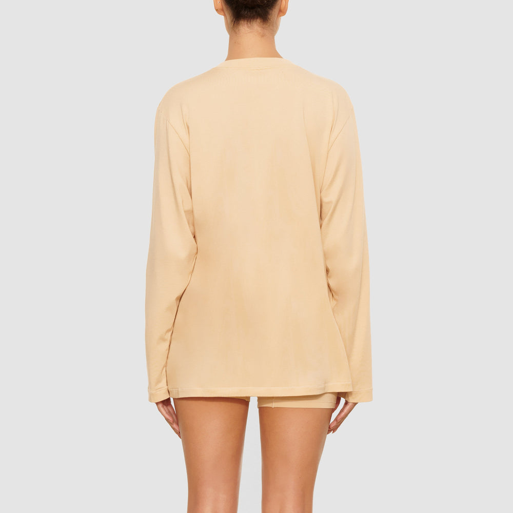 Skims BOYFRIEND LONG SLEEVE T-shirt Bruin | 95URALIGX