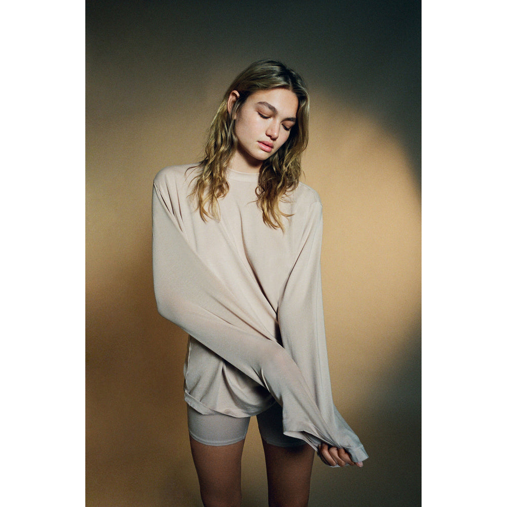 Skims BOYFRIEND LONG SLEEVE T-shirt Bruin | 95URALIGX