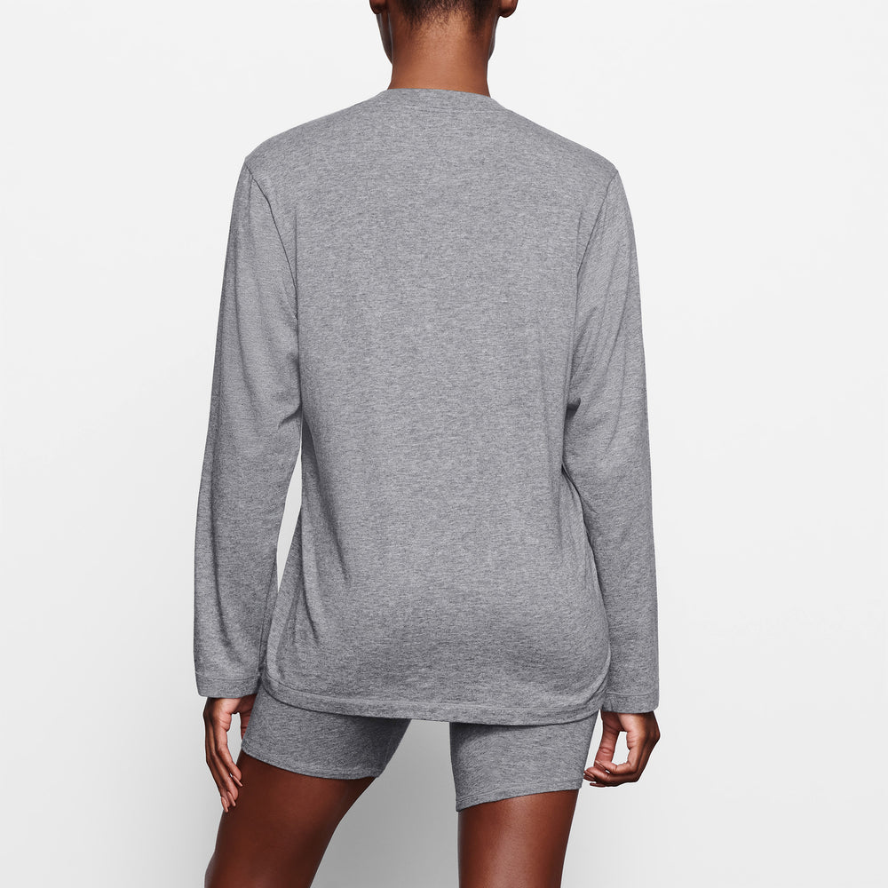 Skims BOYFRIEND LONG SLEEVE T-shirt Donkergrijs | 73MPTXOZD