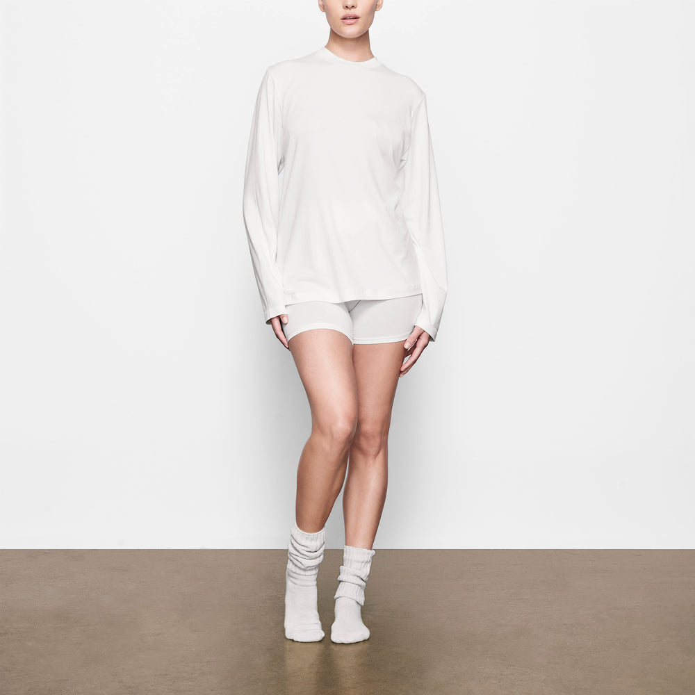 Skims BOYFRIEND LONG SLEEVE T-shirt Wit | 06MSOCXYK