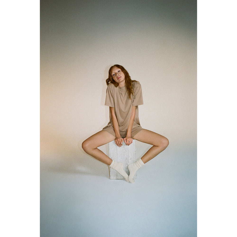 Skims BOYFRIEND T-shirt Beige | 68HFQZMTV
