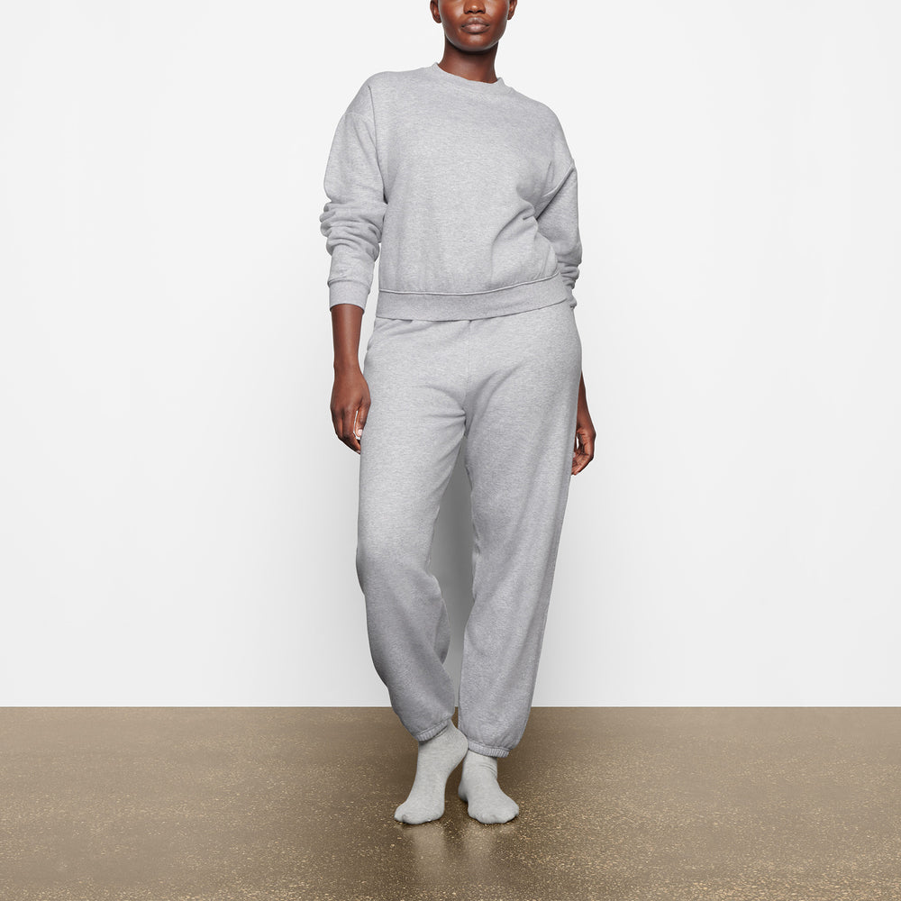 Skims COTTON FLEECE CREW NECK Sweatshirt Grijs | 02OFUTVXI