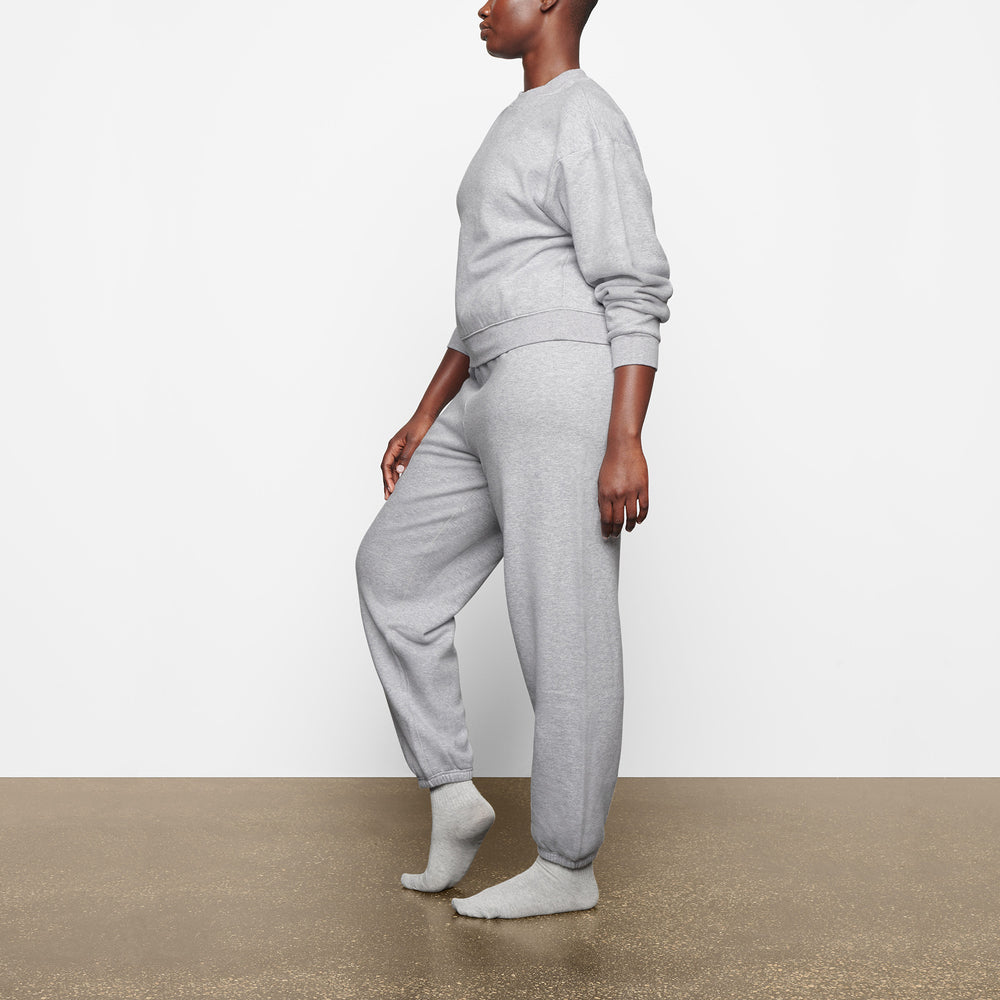 Skims COTTON FLEECE CREW NECK Sweatshirt Grijs | 02OFUTVXI