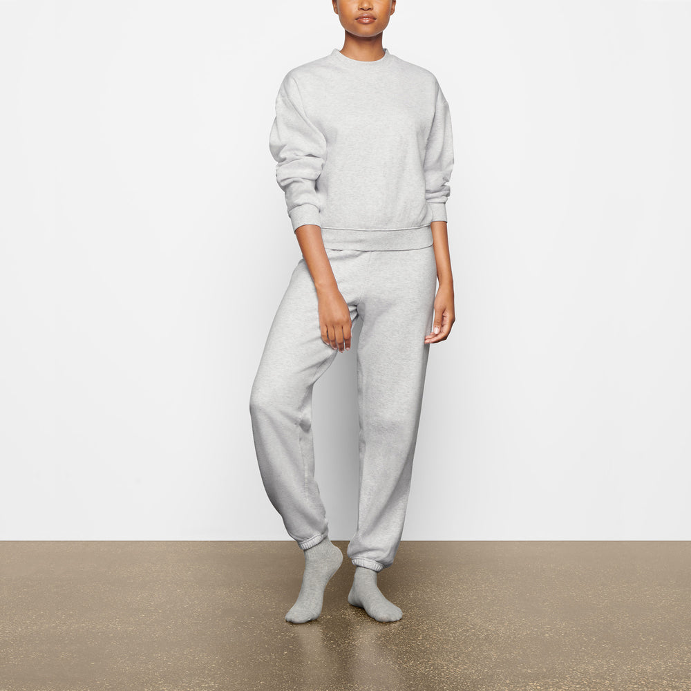Skims COTTON FLEECE CREW NECK Sweatshirt Lichtgrijs | 05YHELWTA
