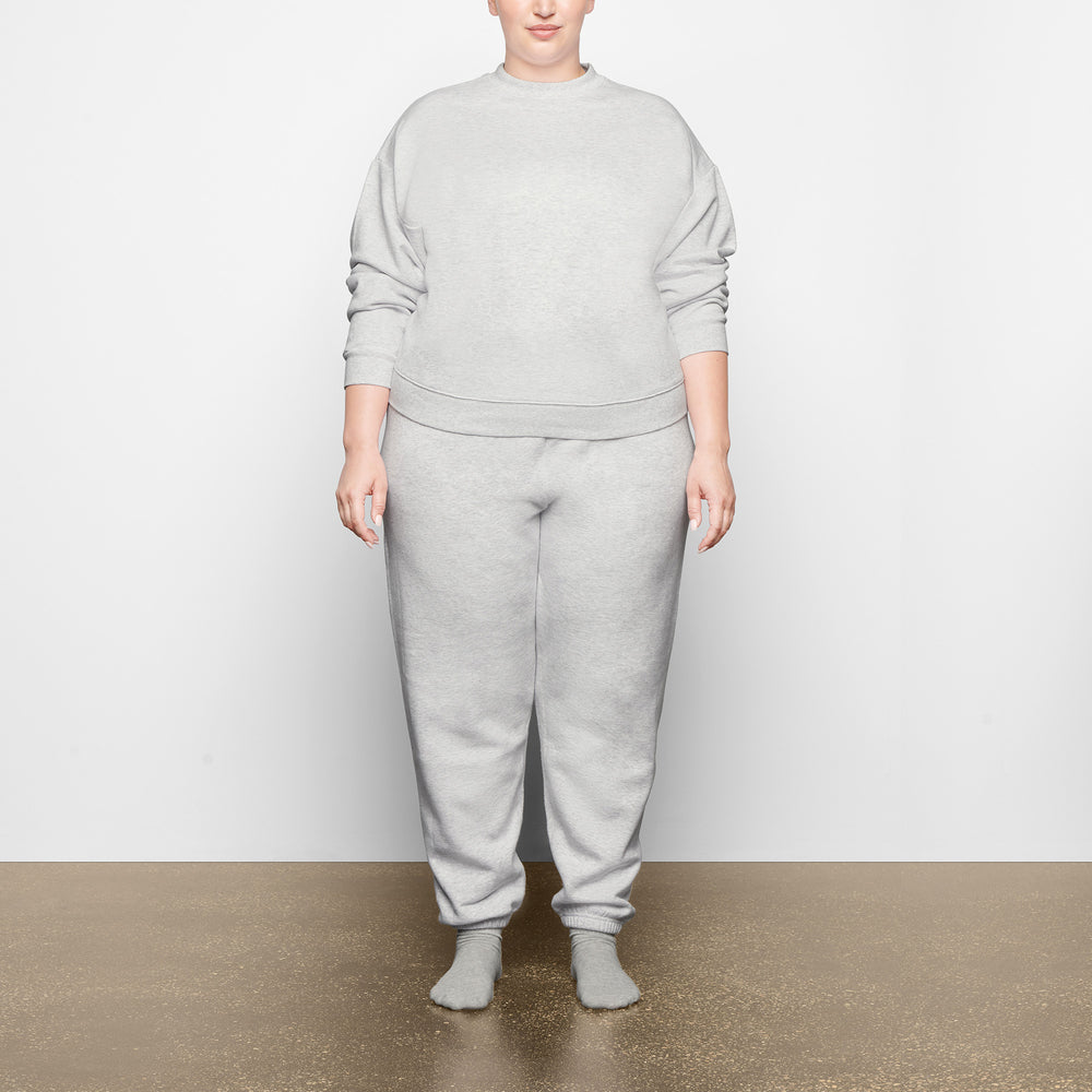 Skims COTTON FLEECE CREW NECK Sweatshirt Lichtgrijs | 05YHELWTA