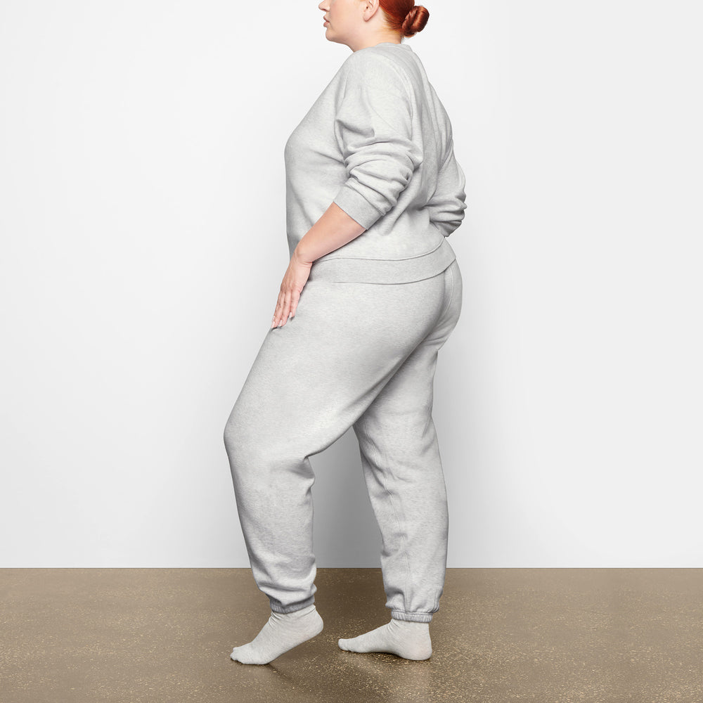 Skims COTTON FLEECE CREW NECK Sweatshirt Lichtgrijs | 05YHELWTA