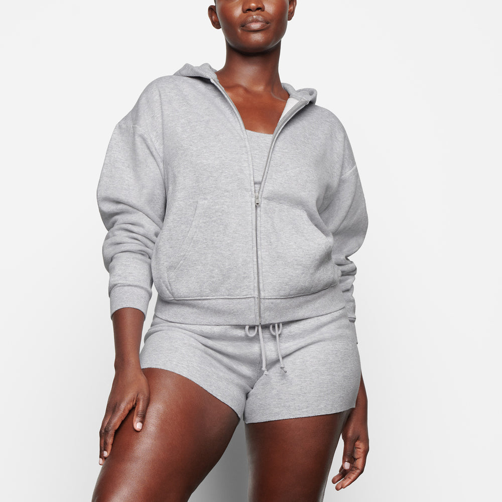 Skims COTTON FLEECE ZIP UP Hoodie Grijs | 16UCHIROJ
