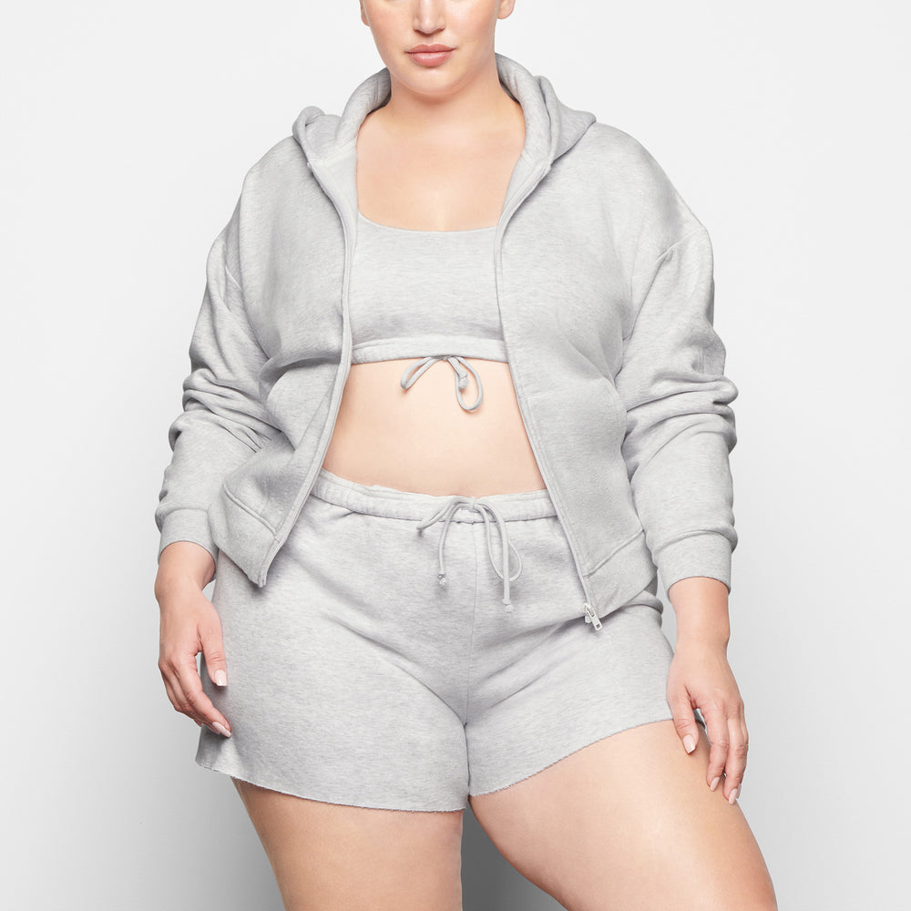 Skims COTTON FLEECE ZIP UP Hoodie Lichtgrijs | 87CFJARHK