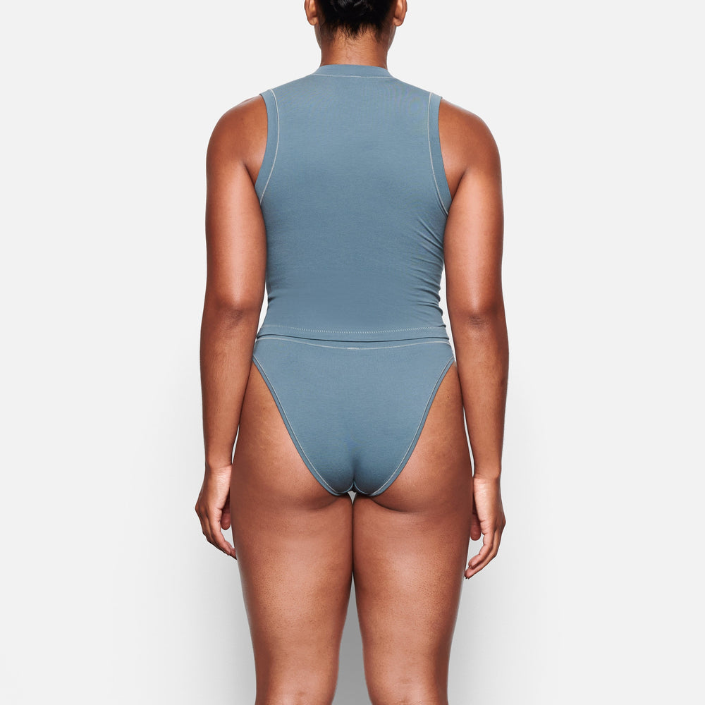 Skims COTTON JERSEY CHEEKY Tanga Blauw | 56OWKSYIH