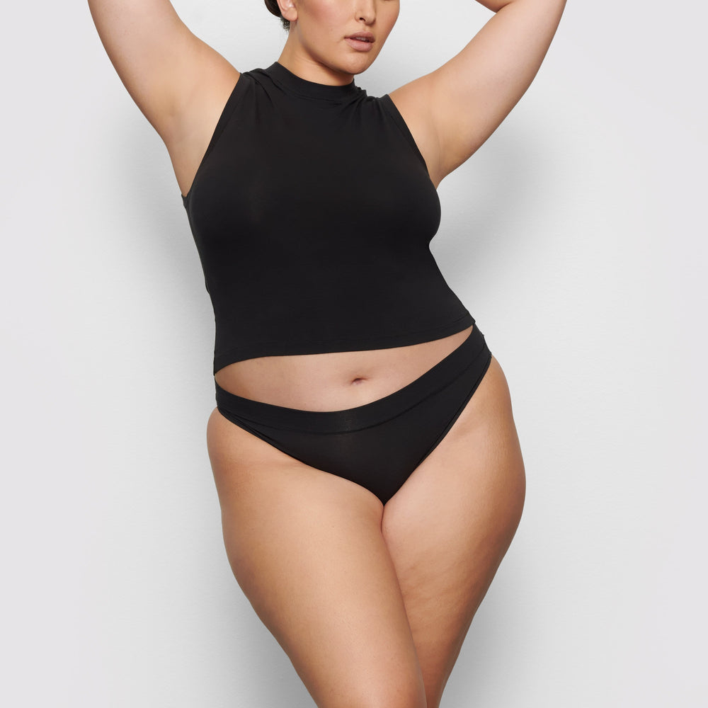 Skims COTTON JERSEY CHEEKY Tanga Zwart | 28YZDBOHT