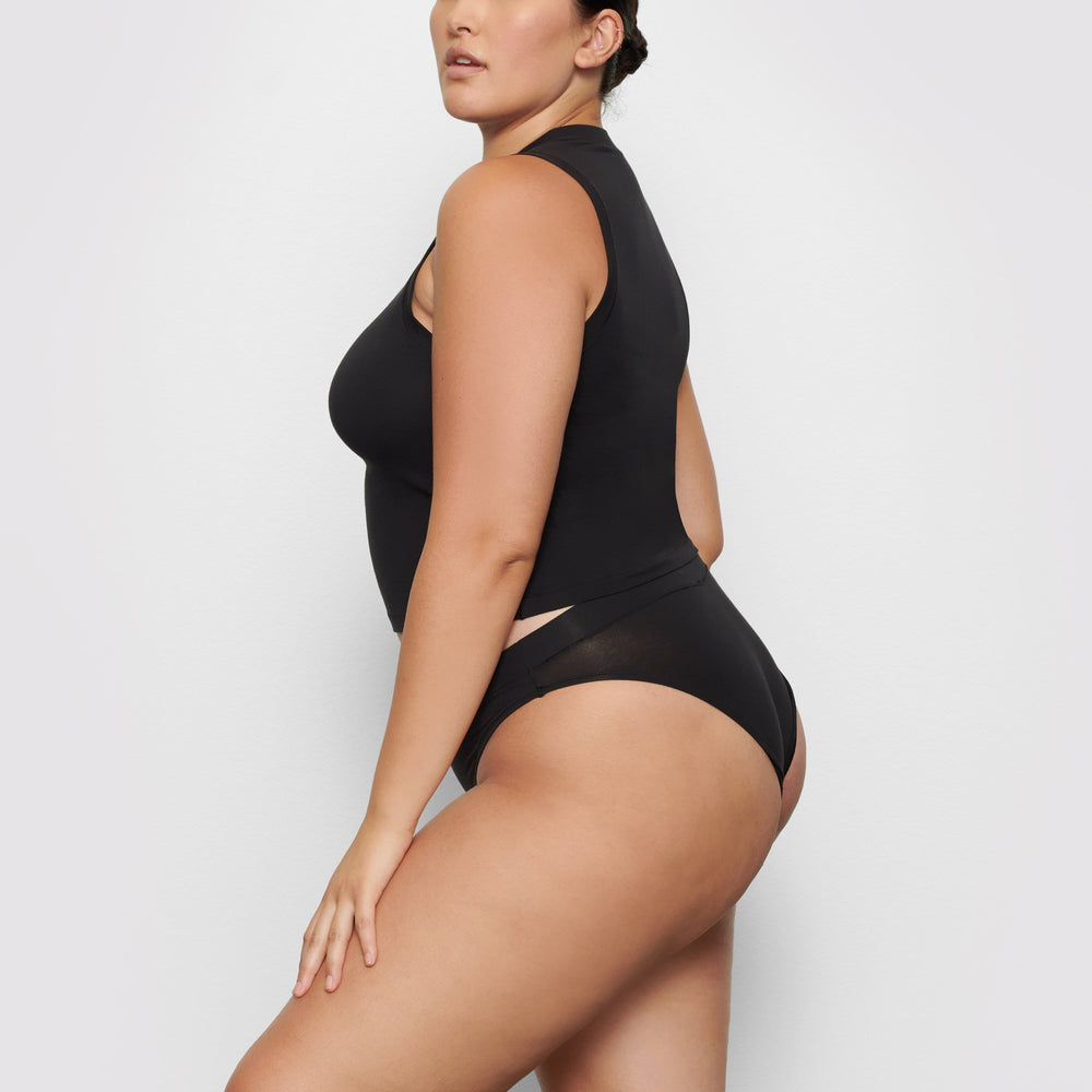 Skims COTTON JERSEY CHEEKY Tanga Zwart | 28YZDBOHT