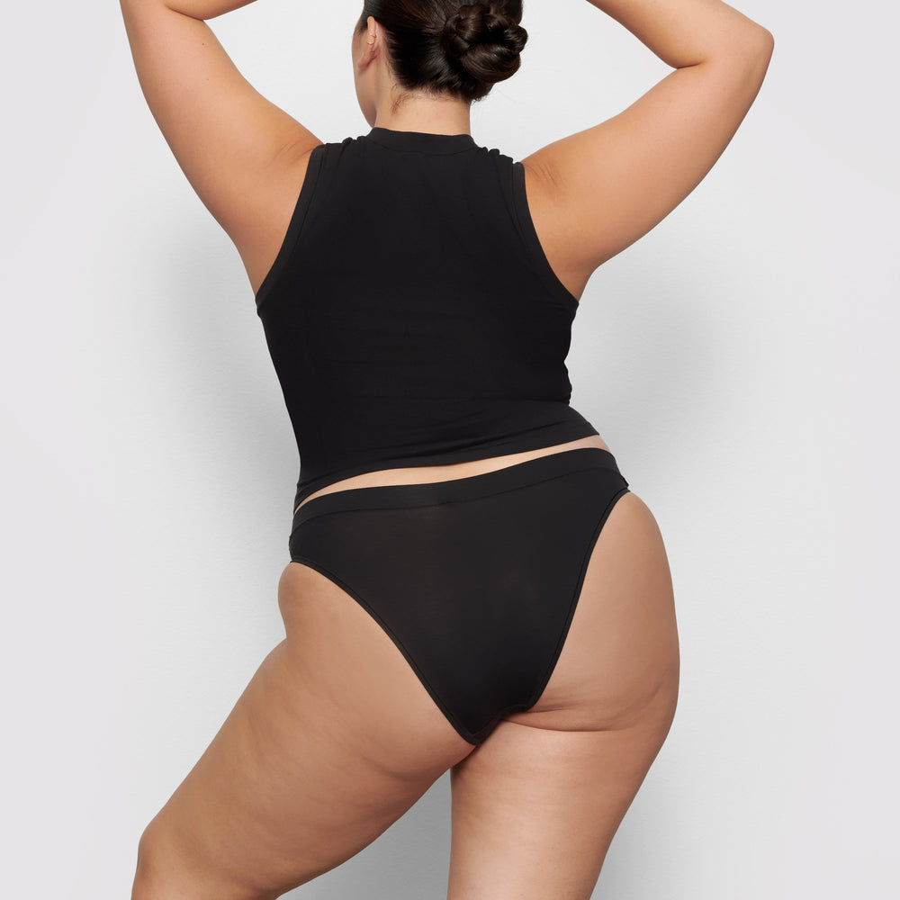 Skims COTTON JERSEY CHEEKY Tanga Zwart | 28YZDBOHT