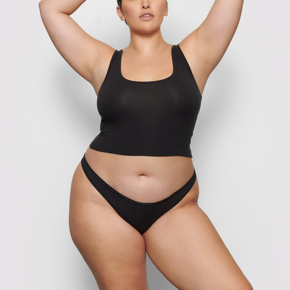 Skims COTTON JERSEY DIPPED Thong Zwart | 54UQZLCJW