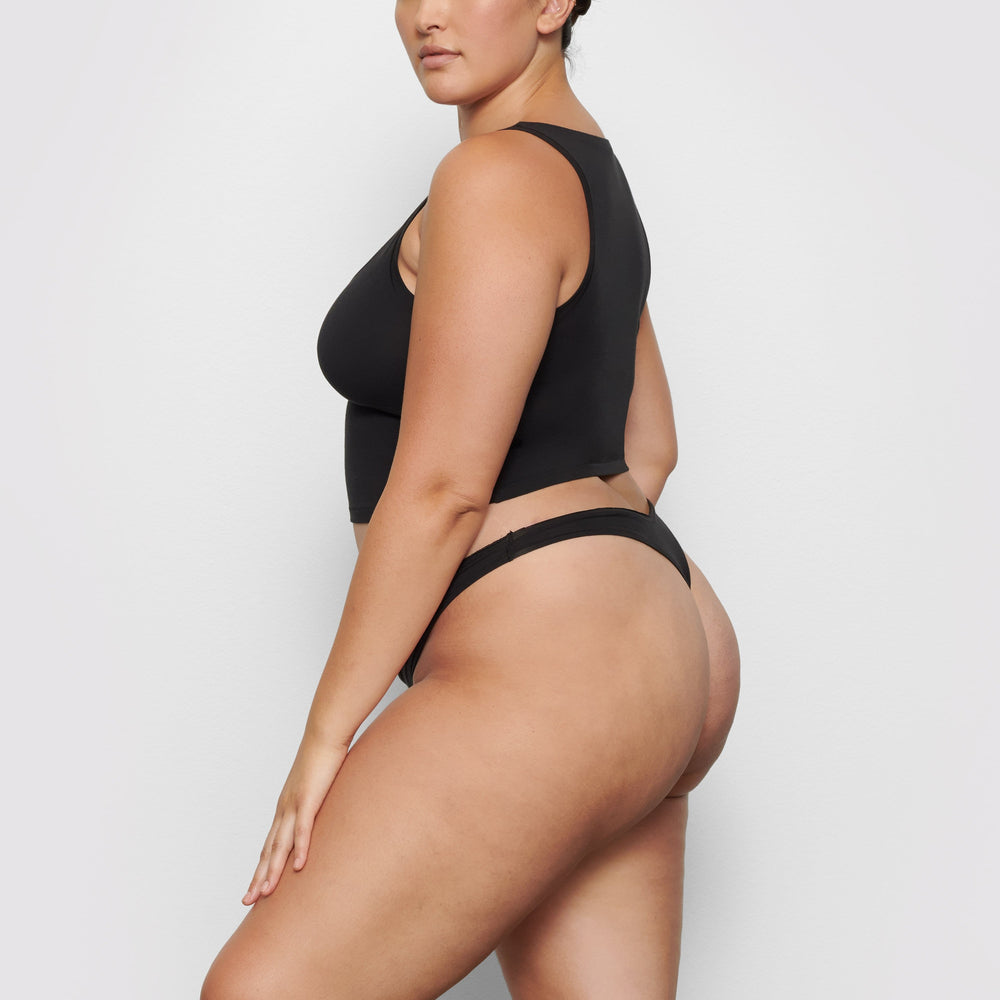 Skims COTTON JERSEY DIPPED Thong Zwart | 54UQZLCJW