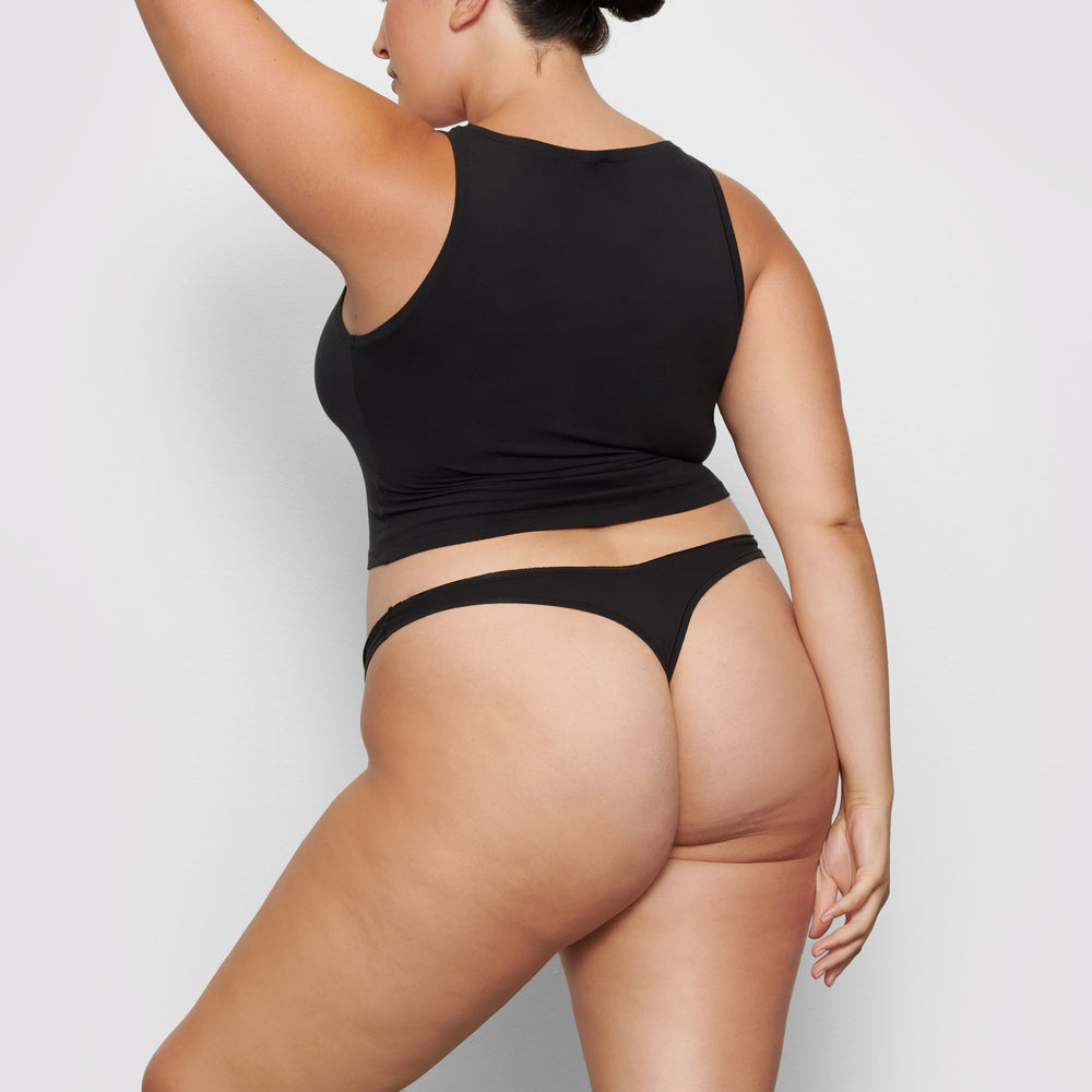 Skims COTTON JERSEY DIPPED Thong Zwart | 54UQZLCJW