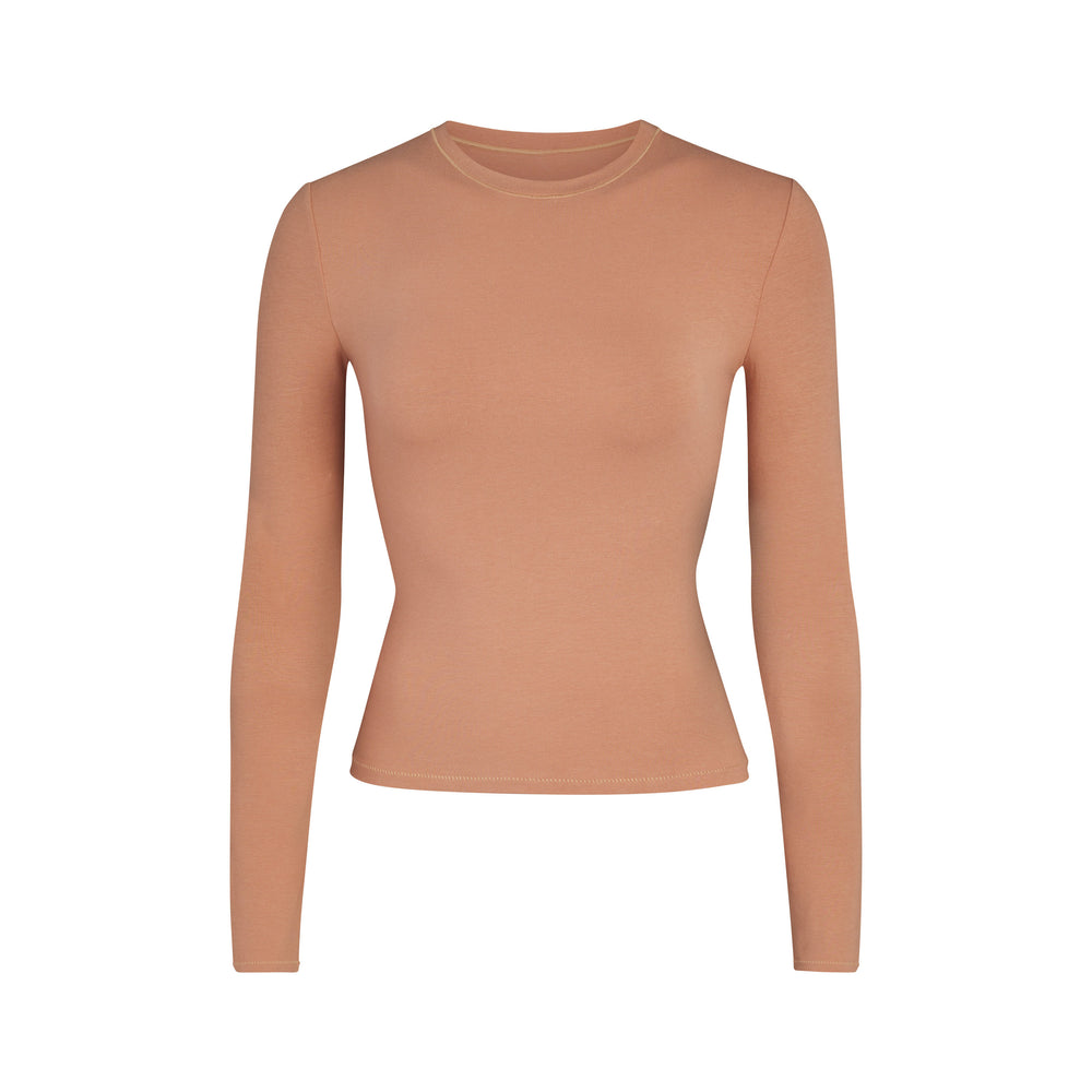 Skims COTTON JERSEY LONG SLEEVE T-shirt Abrikoos | 26XOCWIED