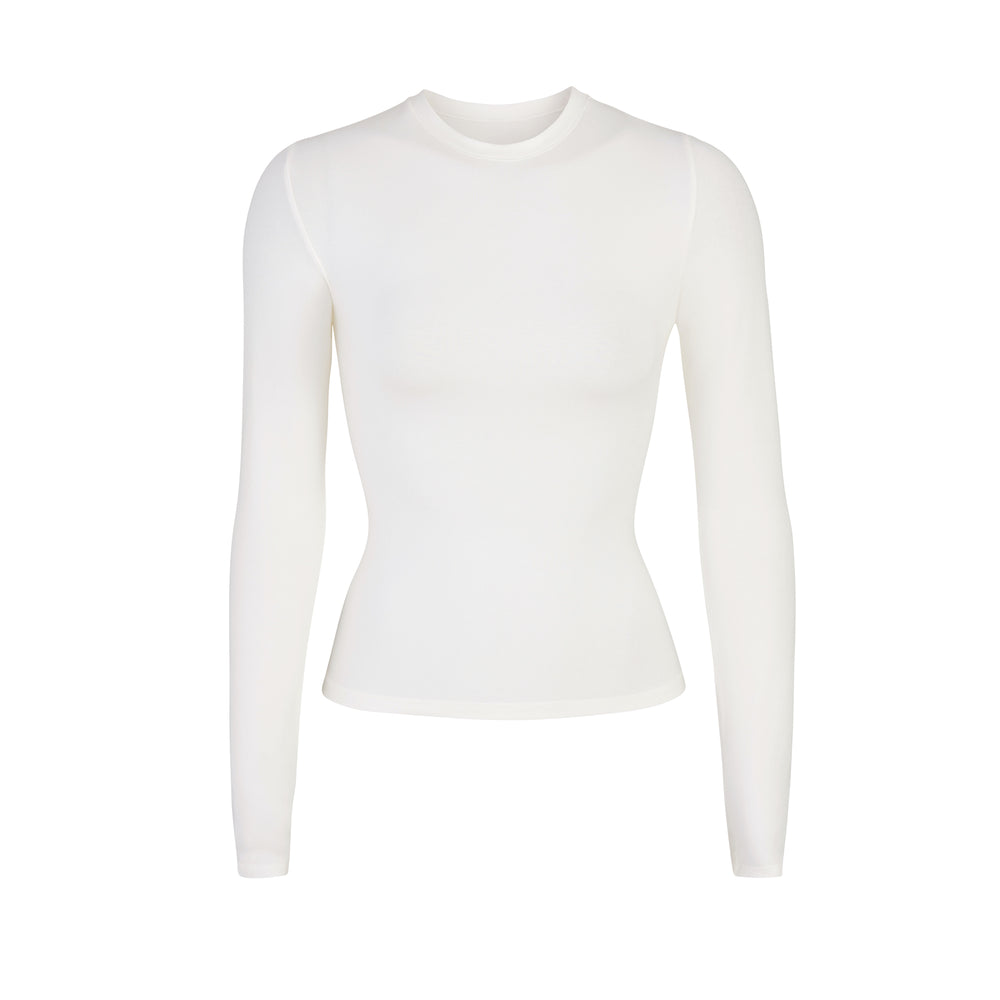 Skims COTTON JERSEY LONG SLEEVE T-shirt Wit | 36BFKERXZ
