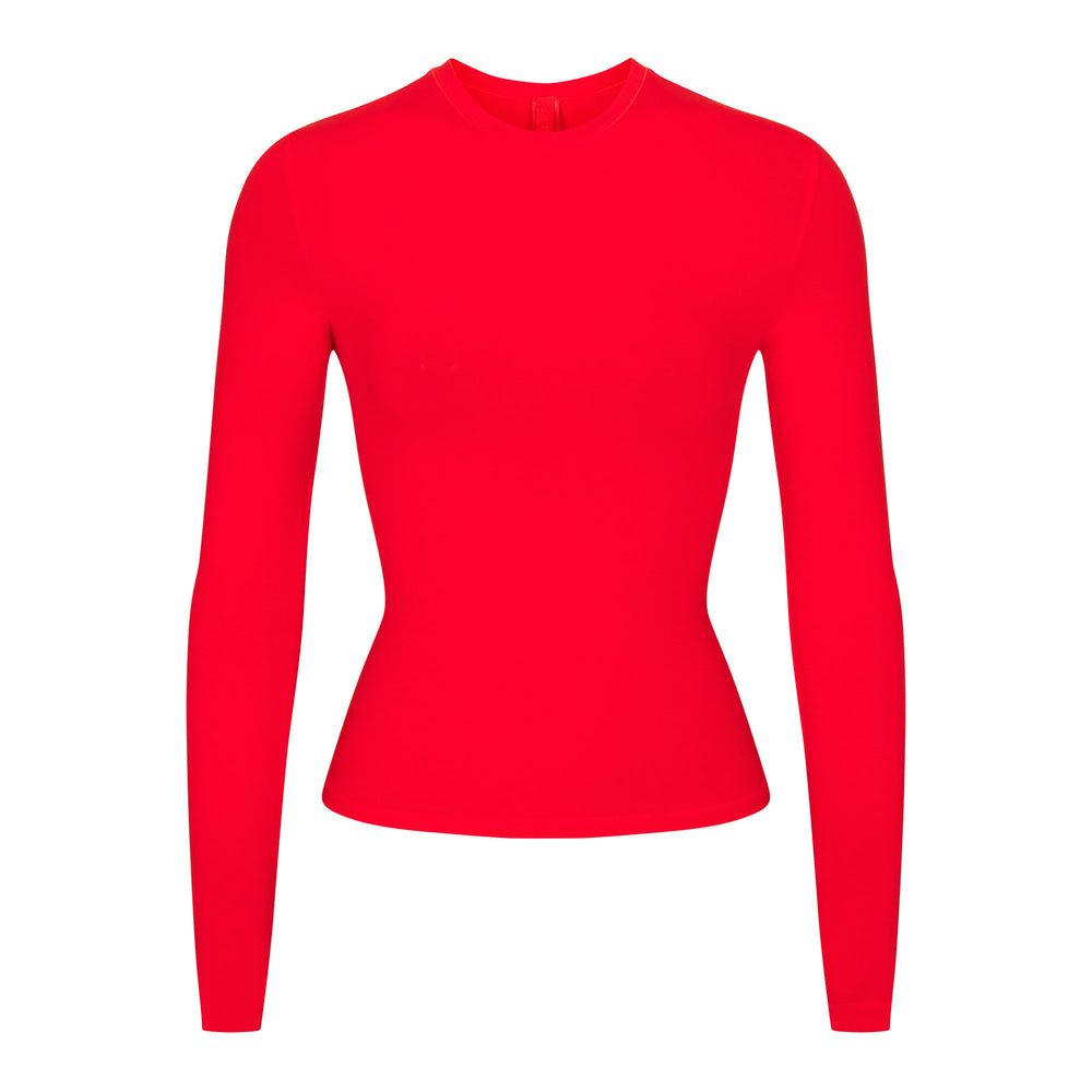 Skims COTTON JERSEY LONG SLEEVE T-shirt Rood | 45GUHXEMB