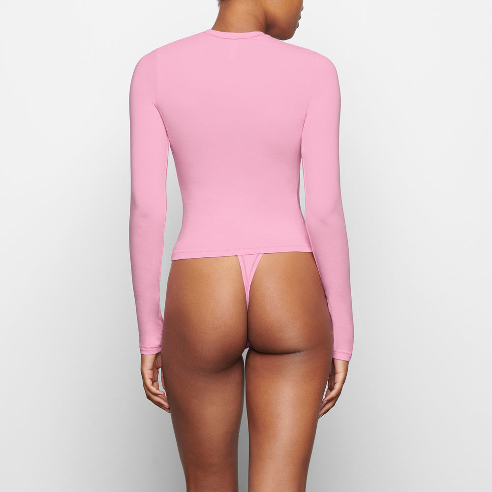 Skims COTTON JERSEY LONG SLEEVE T-shirt Roze | 53LQBSCIA