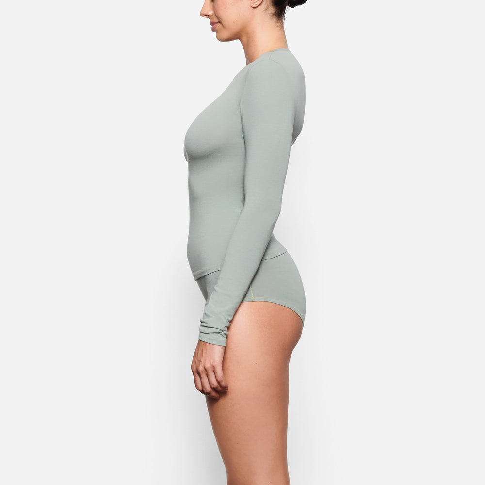 Skims COTTON JERSEY LONG SLEEVE T-shirt Blauw | 59INTJRHU