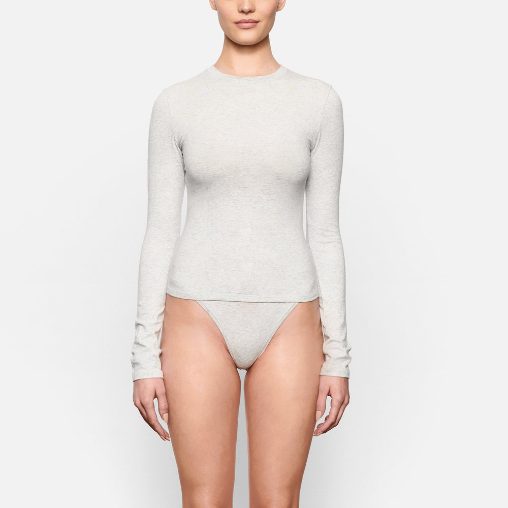 Skims COTTON JERSEY LONG SLEEVE T-shirt Lichtgrijs | 84OYSZVWH