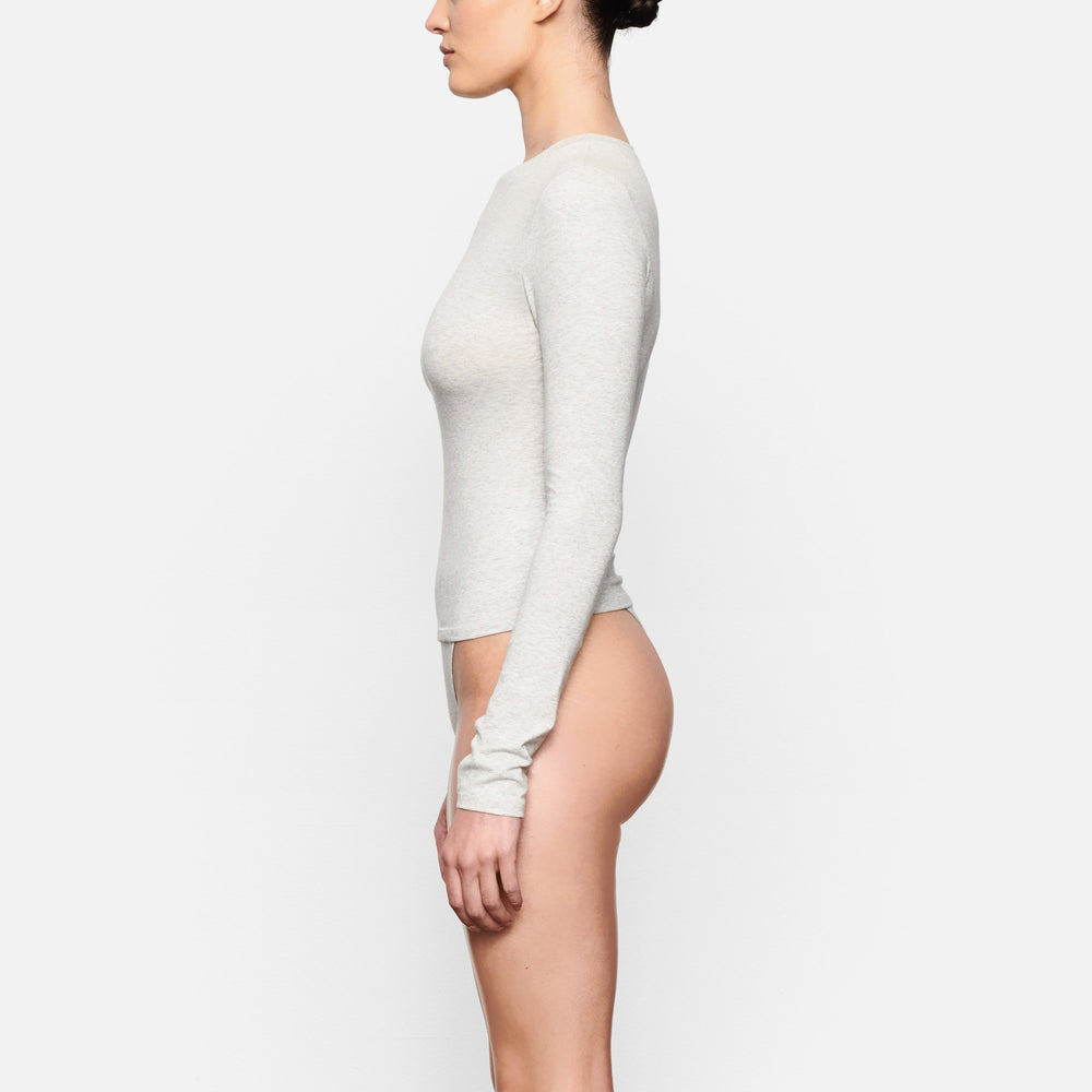 Skims COTTON JERSEY LONG SLEEVE T-shirt Lichtgrijs | 84OYSZVWH