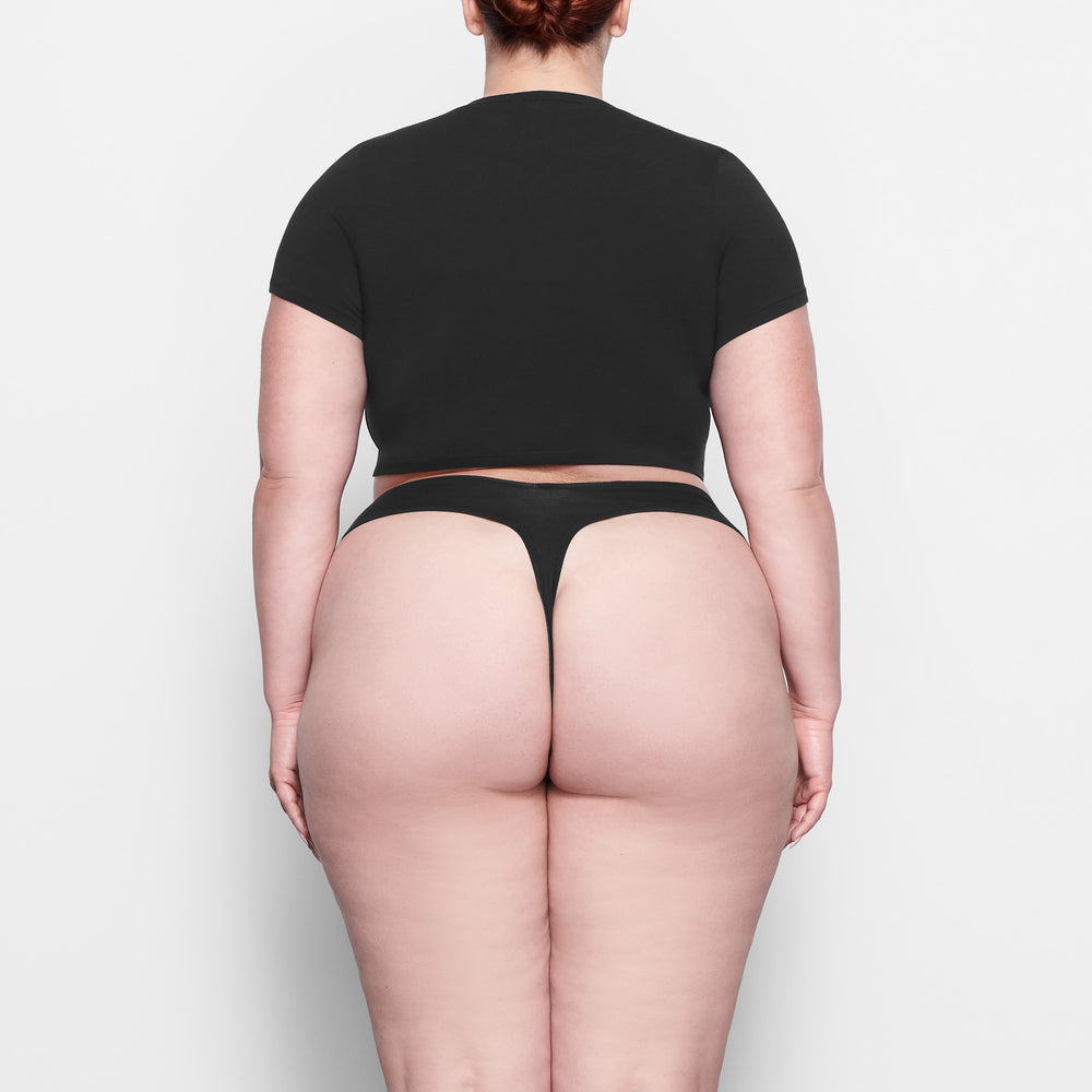 Skims COTTON JERSEY SUPER CROPPED T-shirt Zwart | 13HWXAJNK
