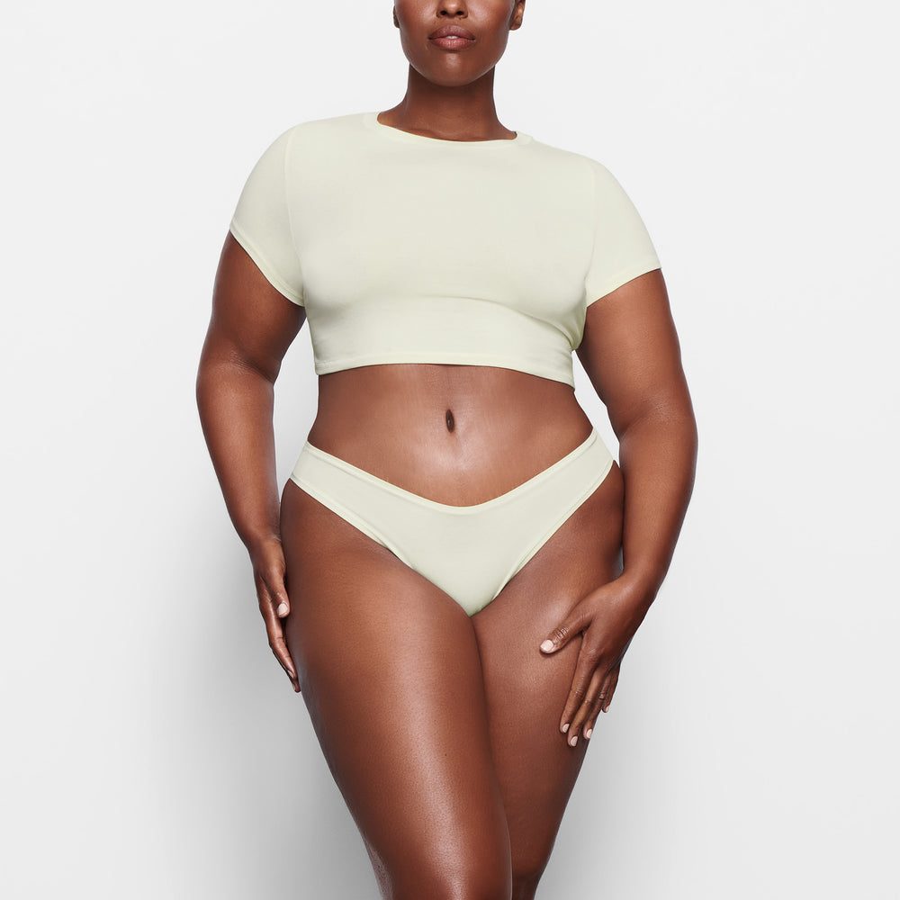 Skims COTTON JERSEY SUPER CROPPED T-shirt Wit | 43SMHXNPR