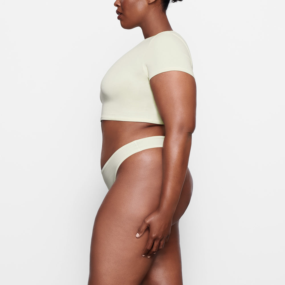 Skims COTTON JERSEY SUPER CROPPED T-shirt Wit | 43SMHXNPR