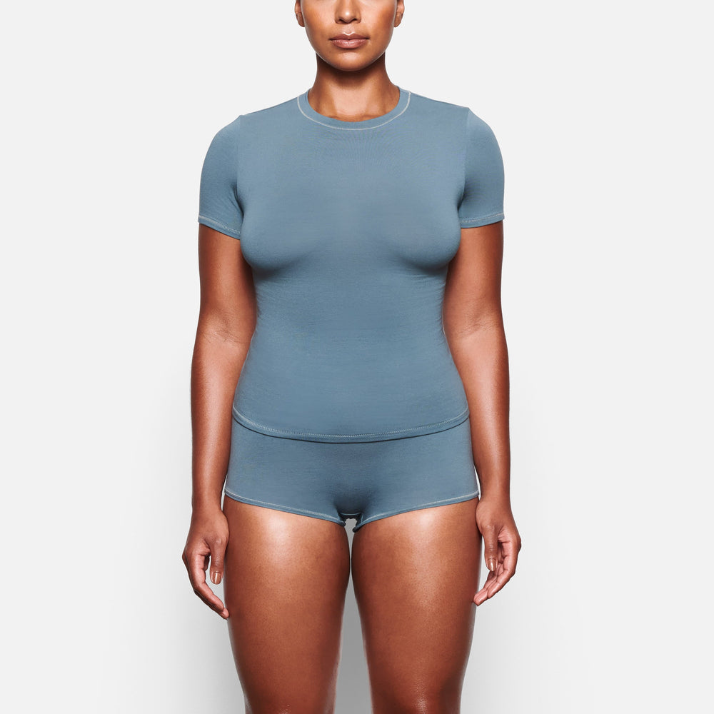 Skims COTTON JERSEY T-shirt Blauw | 10WJOTREH