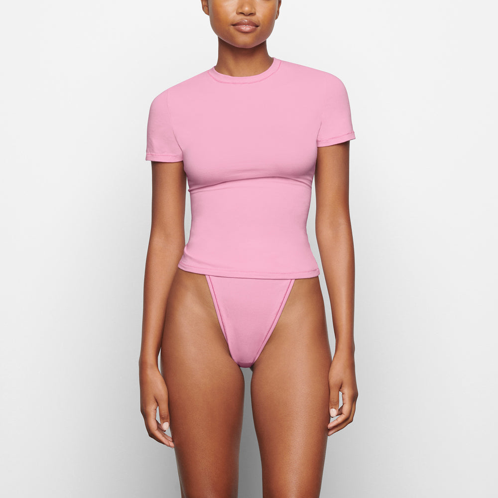 Skims COTTON JERSEY T-shirt Roze | 89NRDXZYL