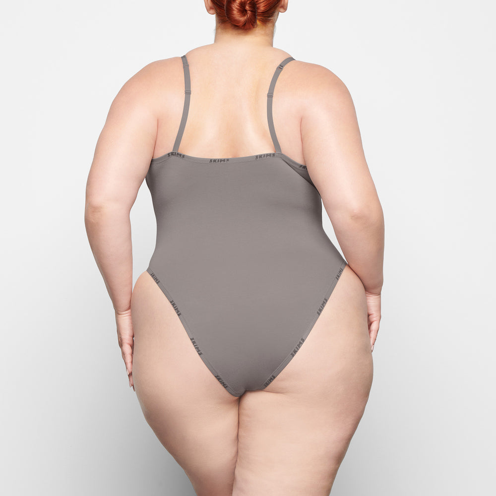 Skims COTTON LOGO Cotton Bodysuit Grijs | 26QAMZHVG