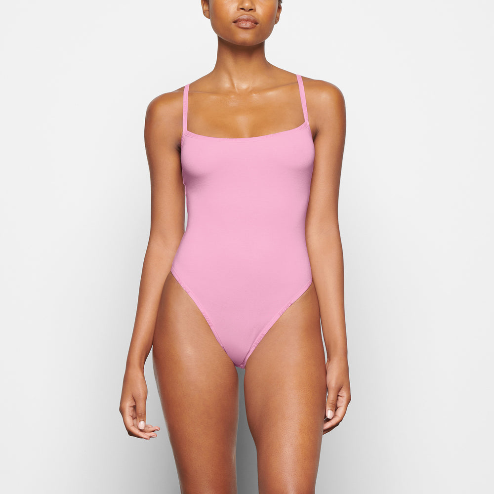 Skims COTTON LOGO Cotton Bodysuit Roze | 52KCNWTMI