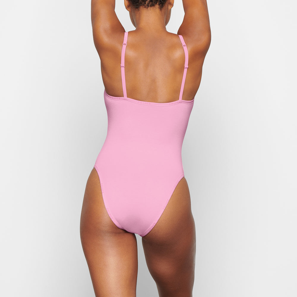 Skims COTTON LOGO Cotton Bodysuit Roze | 52KCNWTMI