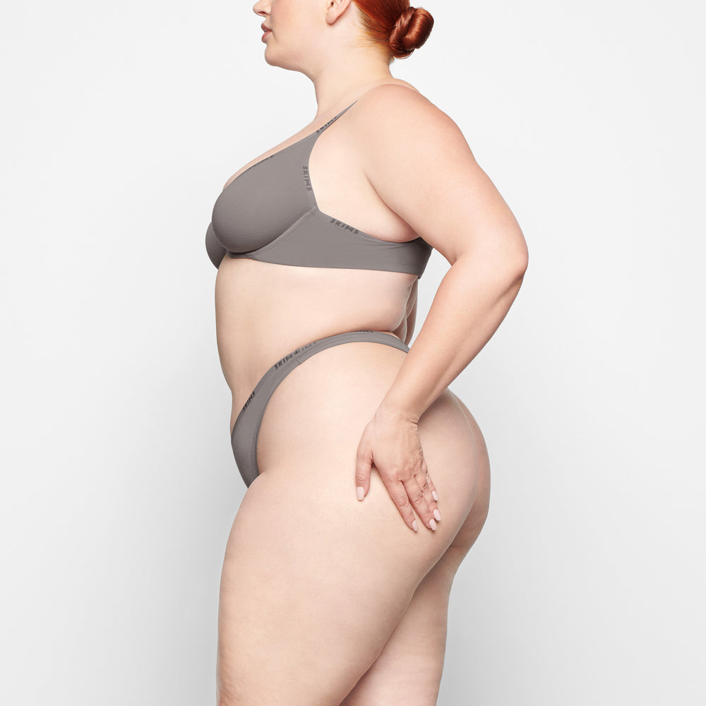 Skims COTTON LOGO DIPPED Thong Grijs | 69MGZIPXL