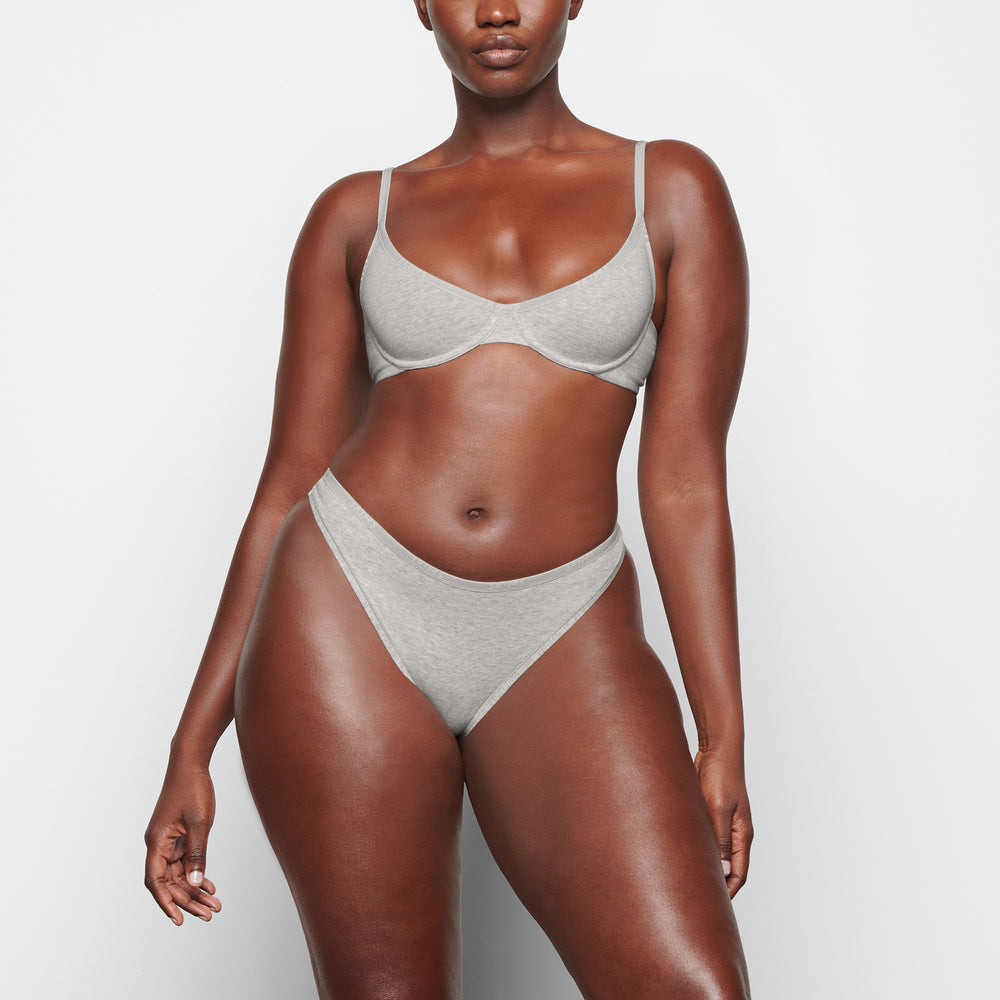Skims COTTON LOGO DIPPED Thong Lichtgrijs | 03VZMTLXH