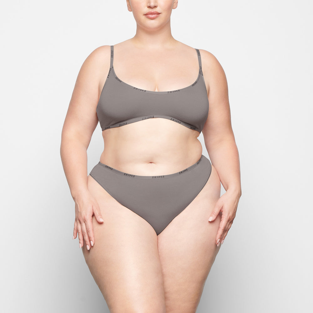 Skims COTTON LOGO HIGH LEG Bikini Grijs | 71QXLWHMC