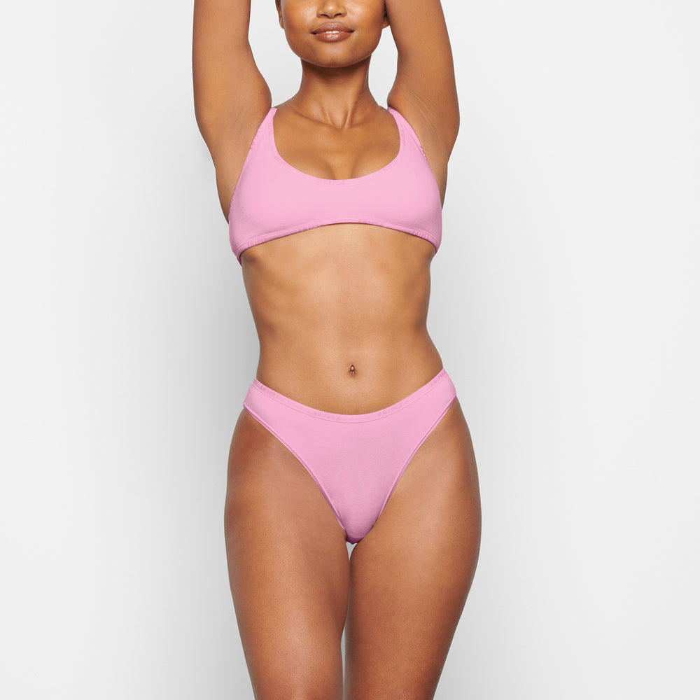 Skims COTTON LOGO HIGH LEG Bikini Roze | 93NEWDQFX