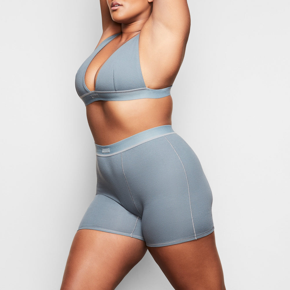 Skims COTTON RIB Boxer Shorts Blauw | 57ZGOSUXB
