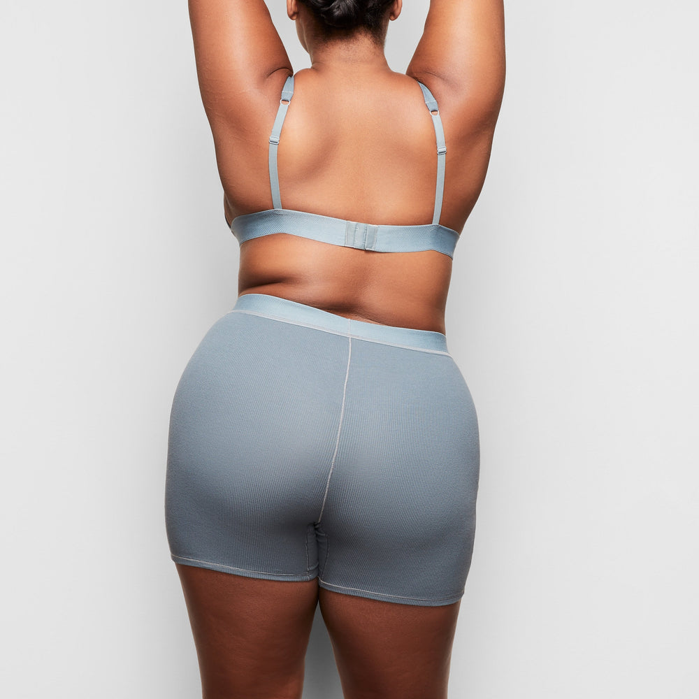 Skims COTTON RIB Boxer Shorts Blauw | 57ZGOSUXB