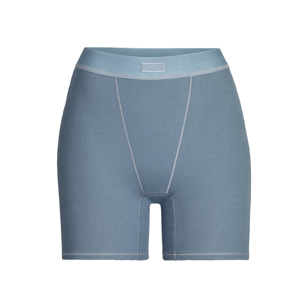 Skims COTTON RIB Boxer Shorts Blauw | 57ZGOSUXB