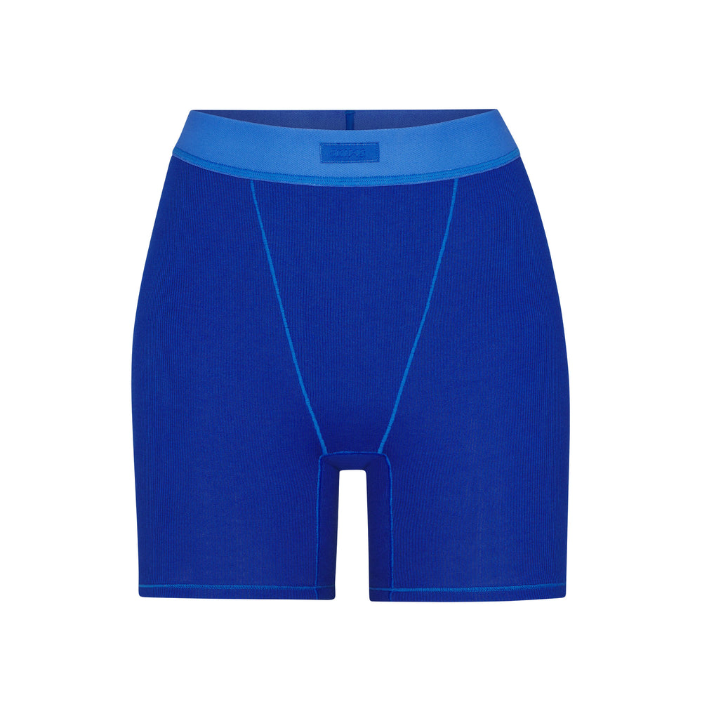 Skims COTTON RIB Boxer Shorts Blauw | 75TRQZLKC