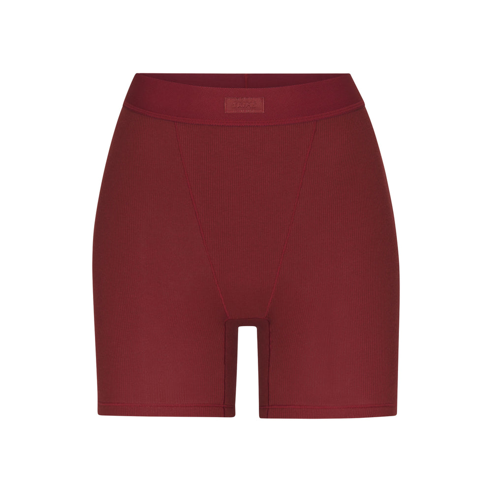 Skims COTTON RIB Boxer Shorts Dieprood | 51UXLCBDO