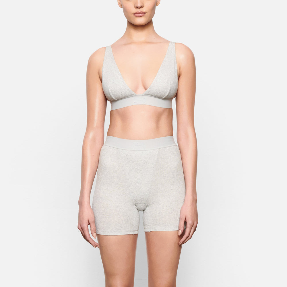 Skims COTTON RIB Boxer Shorts Lichtgrijs | 40VFKAJPT