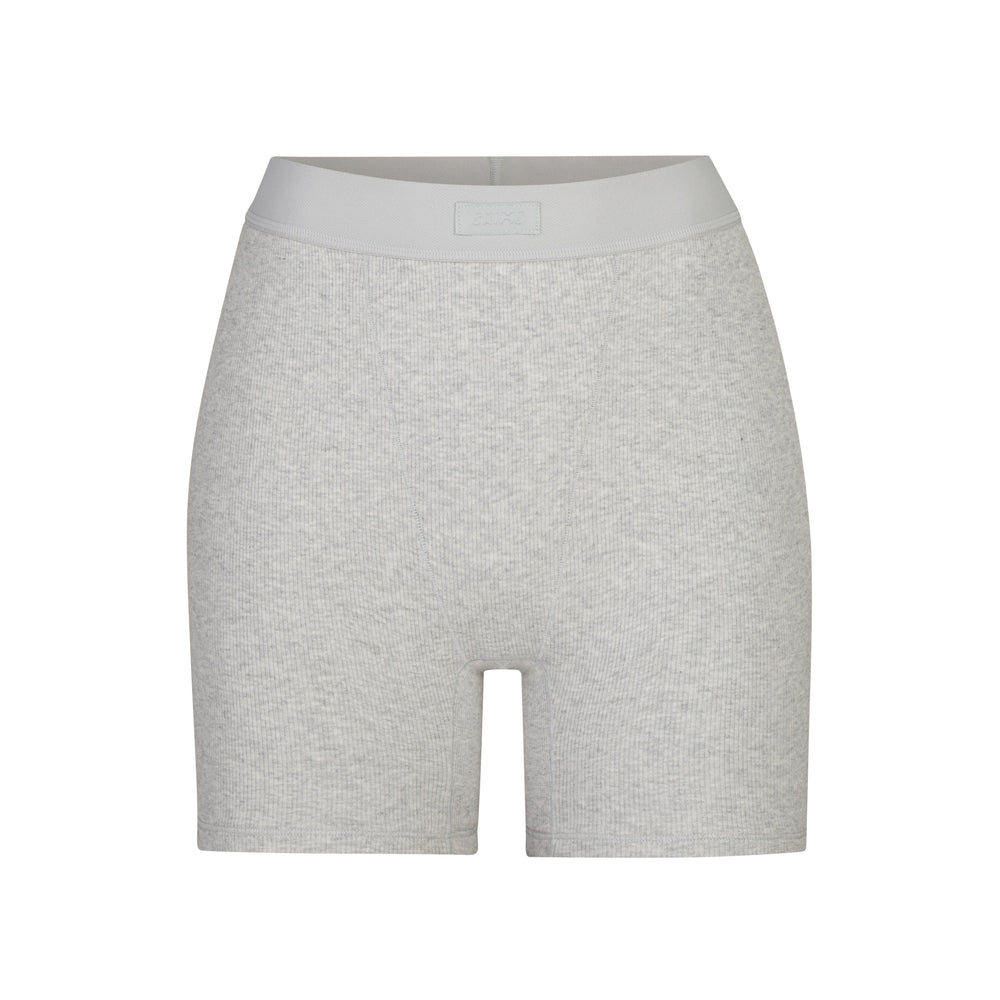 Skims COTTON RIB Boxer Shorts Lichtgrijs | 40VFKAJPT
