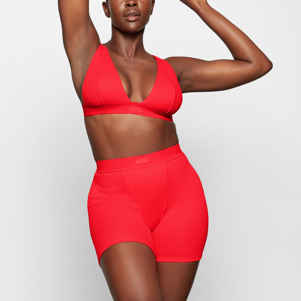 Skims COTTON RIB Boxer Shorts Rood | 05NVCPLME