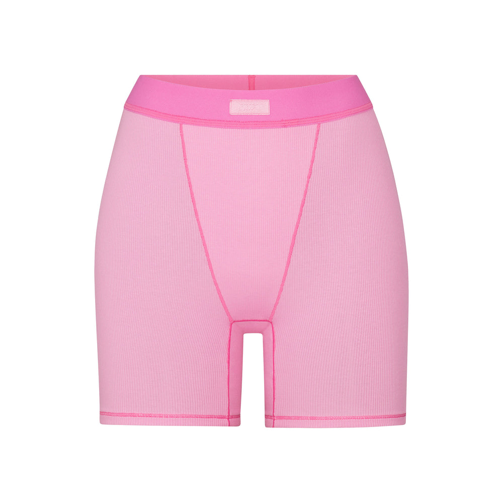 Skims COTTON RIB Boxer Shorts Roze | 52HQGDJTM