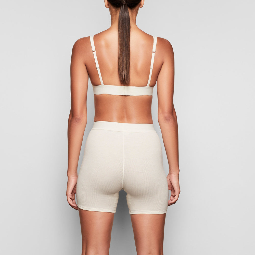 Skims COTTON RIB Boxer Shorts Wit | 10UZMRIBG